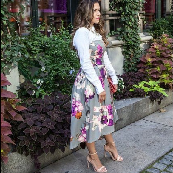 TRINA TURK Grey Floral Strapless Midi Dress - Picture 3 of 3